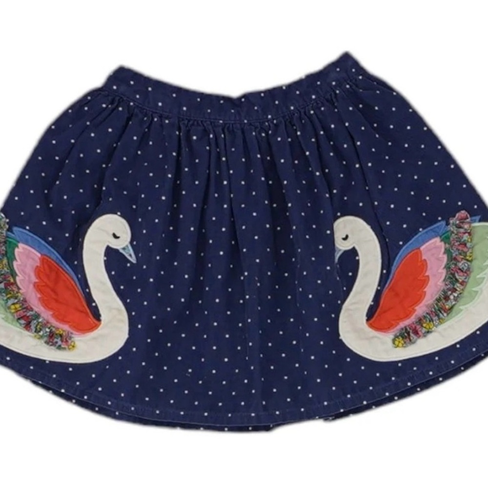 Mini Boden Blue Skirt with Swan Design